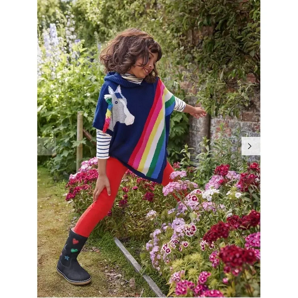 NWT❤️Mini Boden Kids' Horse Knit Poncho szM/L